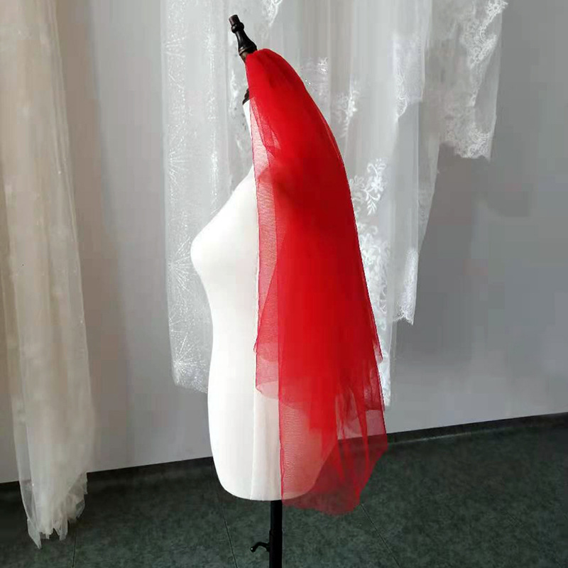Factory Direct Supply Bride Cheap Veil Single Layer Lace Embroidery 1.5 Mignon Maimai Secret Net Wedding Gift Red Veil