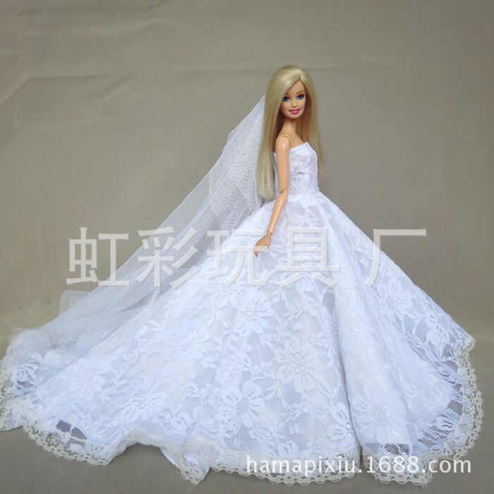 White Trailing Wedding Dress with Veil Dress-up Doll 30cm Wedding Dress 2020 Generation E-Commerce Ping