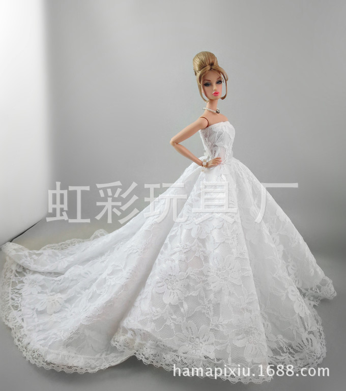 White Trailing Wedding Dress with Veil Dress-up Doll 30cm Wedding Dress 2020 Generation E-Commerce Ping