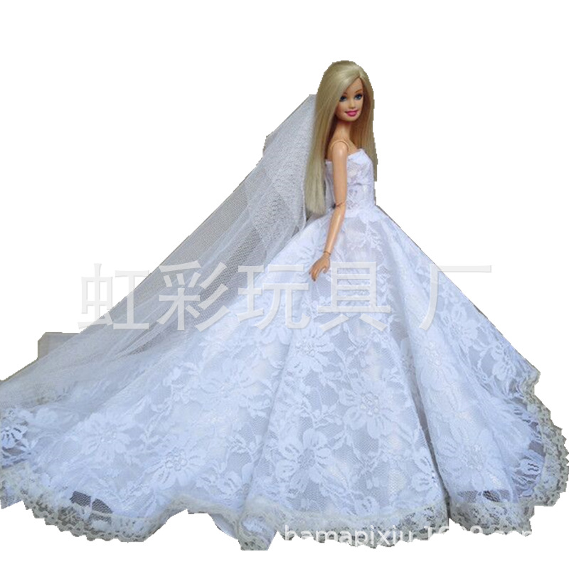 White Trailing Wedding Dress with Veil Dress-up Doll 30cm Wedding Dress 2020 Generation E-Commerce Ping