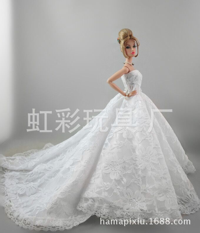 White Trailing Wedding Dress with Veil Dress-up Doll 30cm Wedding Dress 2020 Generation E-Commerce Ping