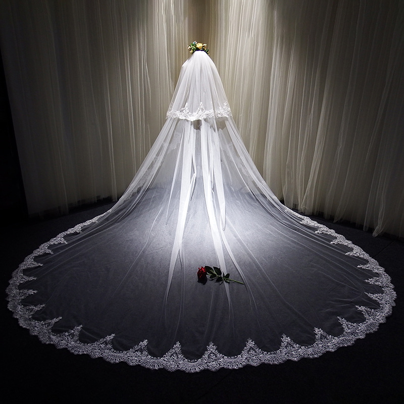 New Bridal Super Long 4 M Trailing Big Veil Korean Wedding Hall Wedding Veil