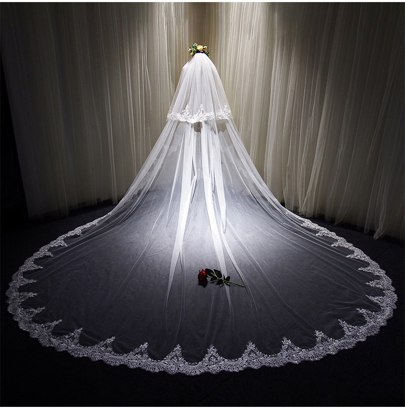 New Bridal Super Long 4 M Trailing Big Veil Korean Wedding Hall Wedding Veil New Bridal Super Long 4 M Trailing Big Veil Korean Wedding Hall Wedding Veil