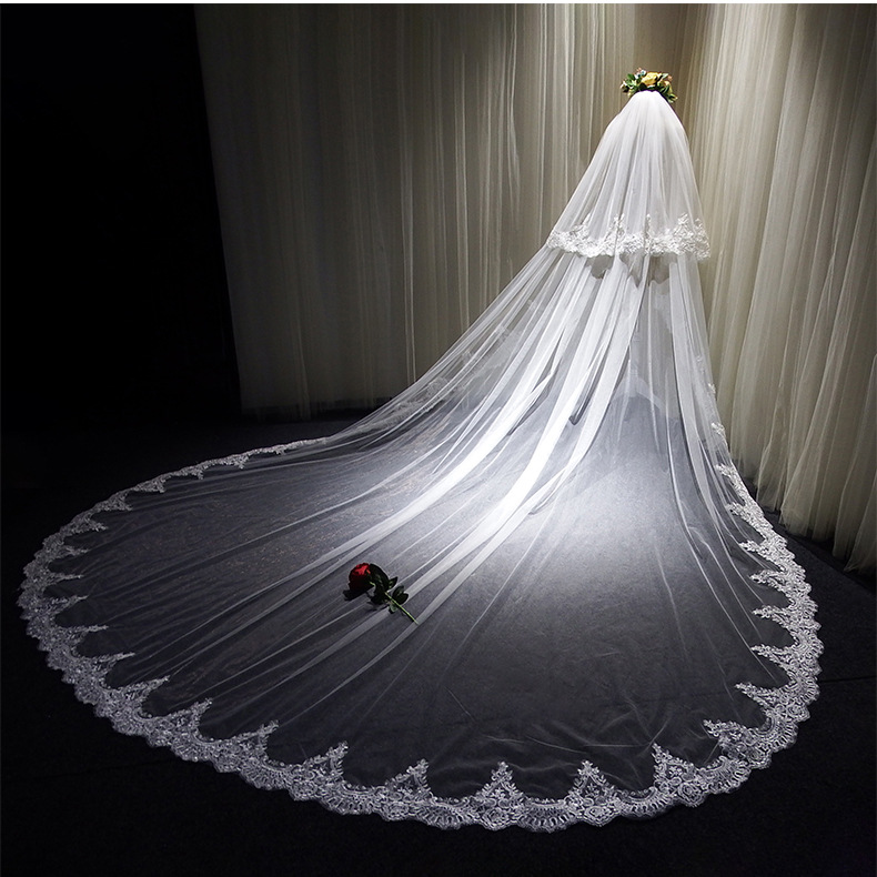 New Bridal Super Long 4 M Trailing Big Veil Korean Wedding Hall Wedding Veil New Bridal Super Long 4 M Trailing Big Veil Korean Wedding Hall Wedding Veil