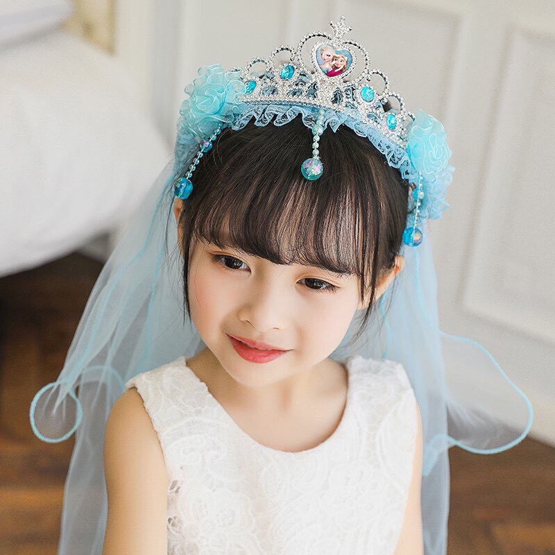 New Crown Veil Children&#039;s Travel Ornament Wedding Garland Lace Princess Headwear Garland Luminous Veil