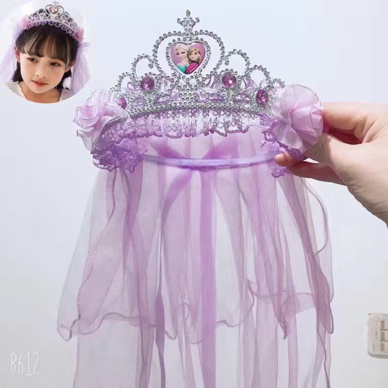 New Crown Veil Children's Travel Ornament Wedding Garland Lace Princess Headwear Garland Luminous Veil