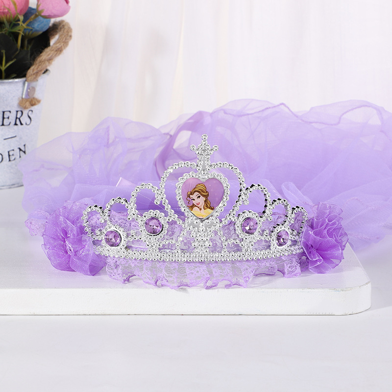New Crown Veil Children&#039;s Travel Ornament Wedding Garland Lace Princess Headwear Garland Luminous Veil