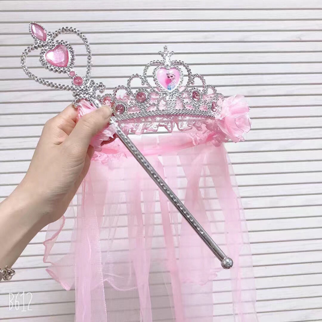 New Crown Veil Children's Travel Ornament Wedding Garland Lace Princess Headwear Garland Luminous Veil
