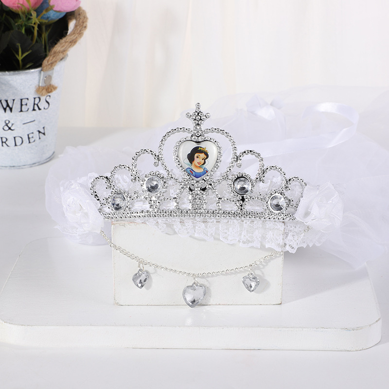 New Crown Veil Children's Travel Ornament Wedding Garland Lace Princess Headwear Garland Luminous Veil