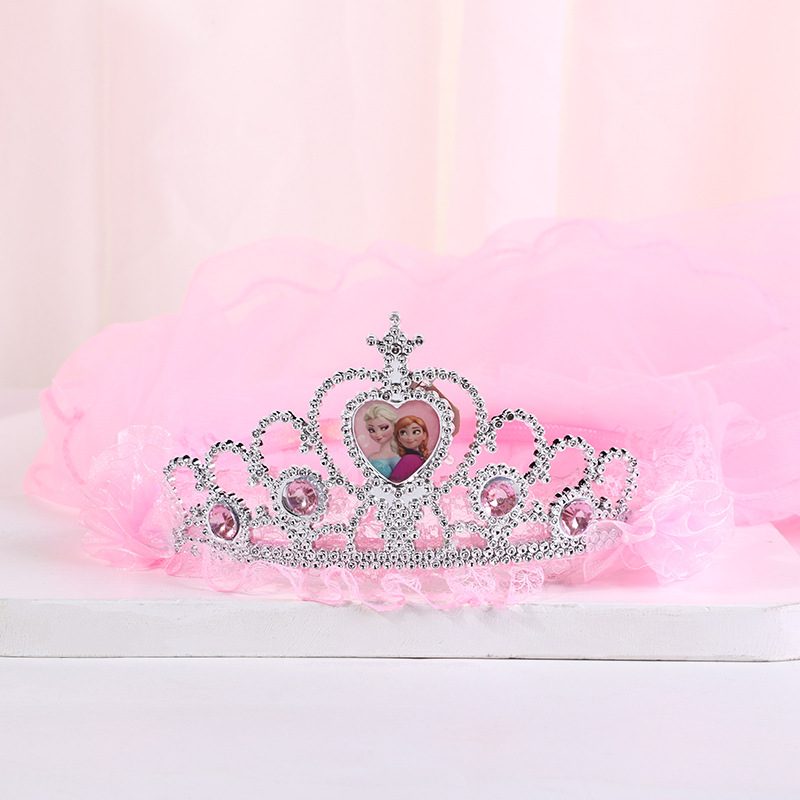New Crown Veil Children's Travel Ornament Wedding Garland Lace Princess Headwear Garland Luminous Veil