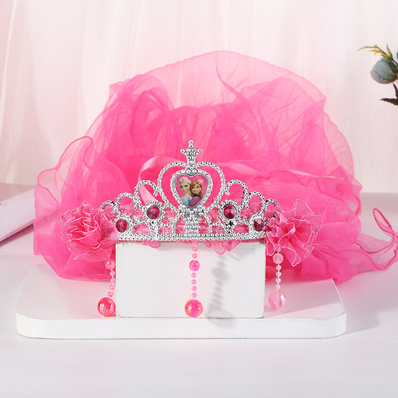 New Crown Veil Children's Travel Ornament Wedding Garland Lace Princess Headwear Garland Luminous Veil