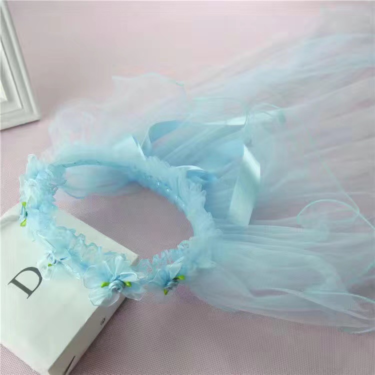 New Crown Veil Children's Travel Ornament Wedding Garland Lace Princess Headwear Garland Luminous Veil