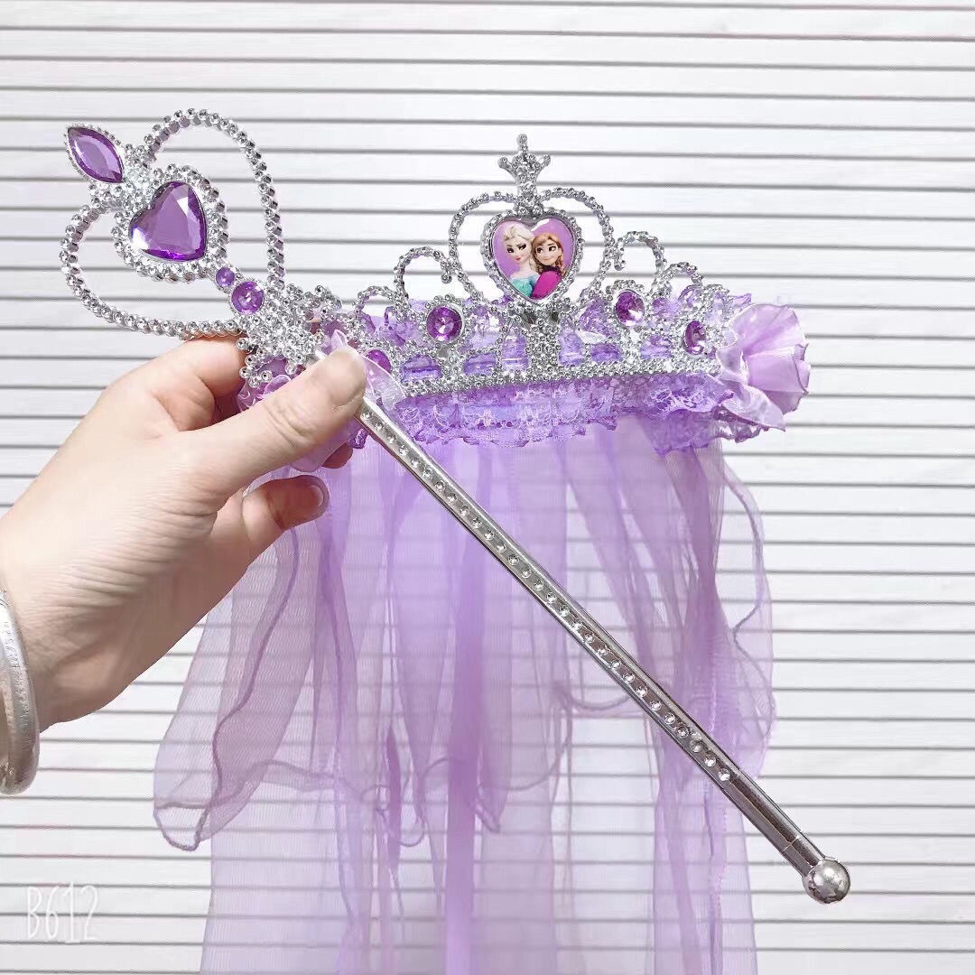 New Crown Veil Children's Travel Ornament Wedding Garland Lace Princess Headwear Garland Luminous Veil