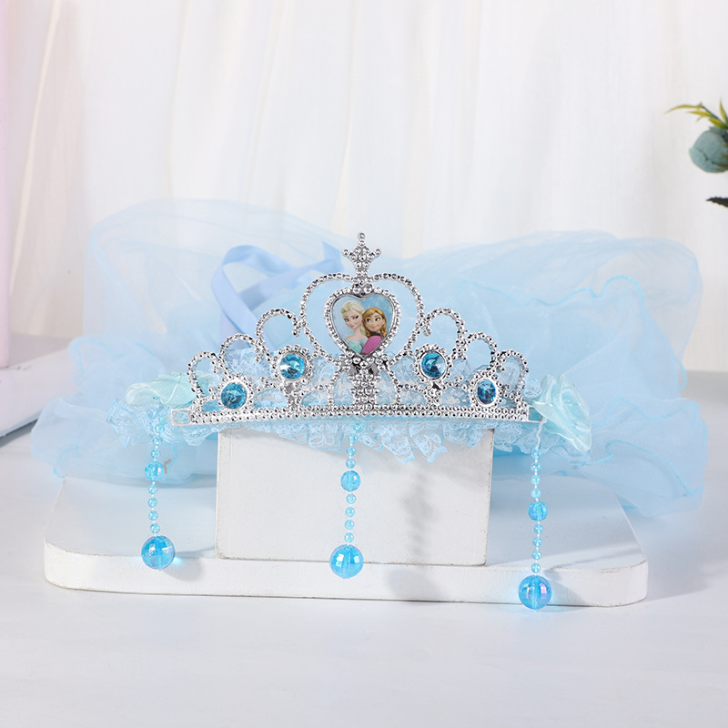 New Crown Veil Children's Travel Ornament Wedding Garland Lace Princess Headwear Garland Luminous Veil