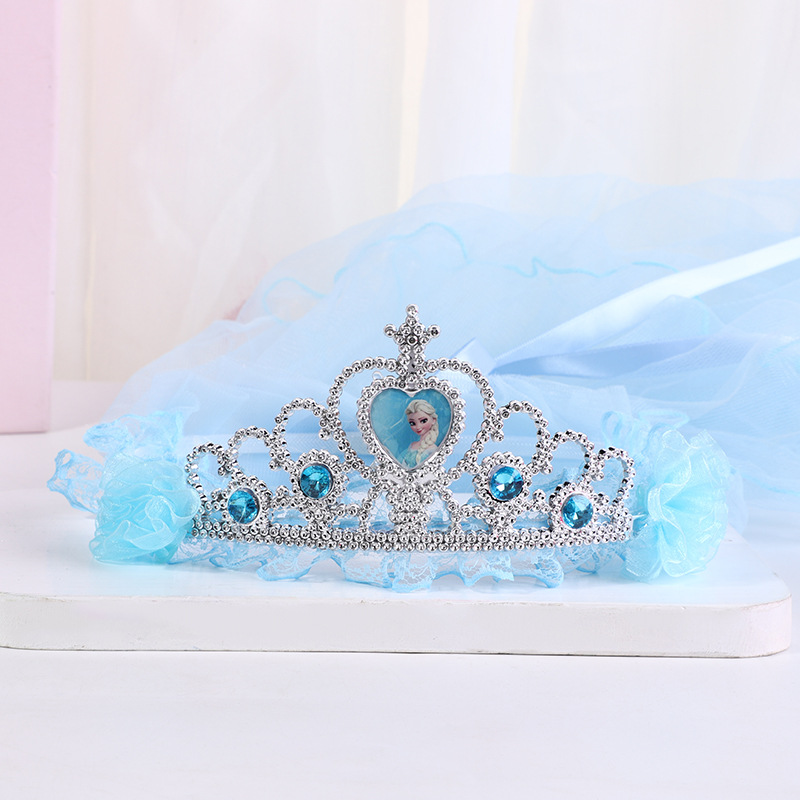 New Crown Veil Children's Travel Ornament Wedding Garland Lace Princess Headwear Garland Luminous Veil