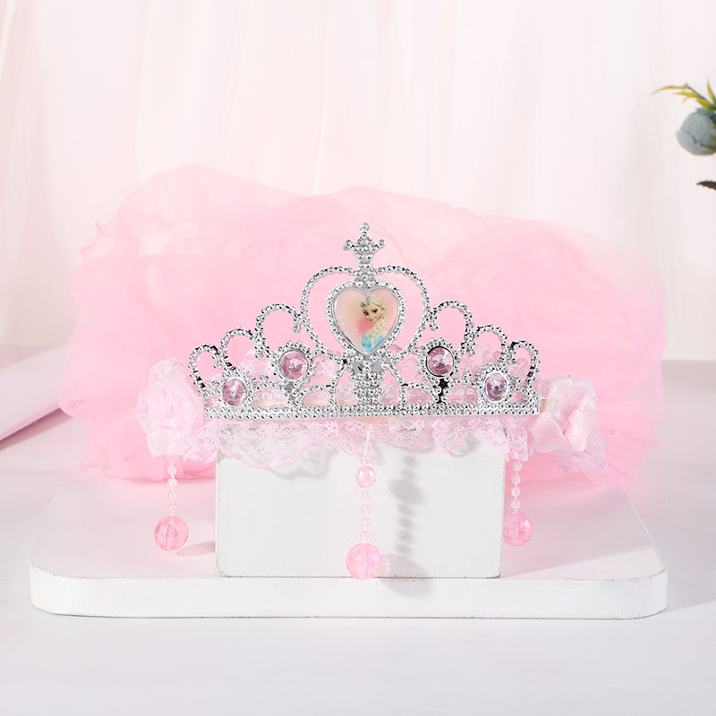 New Crown Veil Children's Travel Ornament Wedding Garland Lace Princess Headwear Garland Luminous Veil