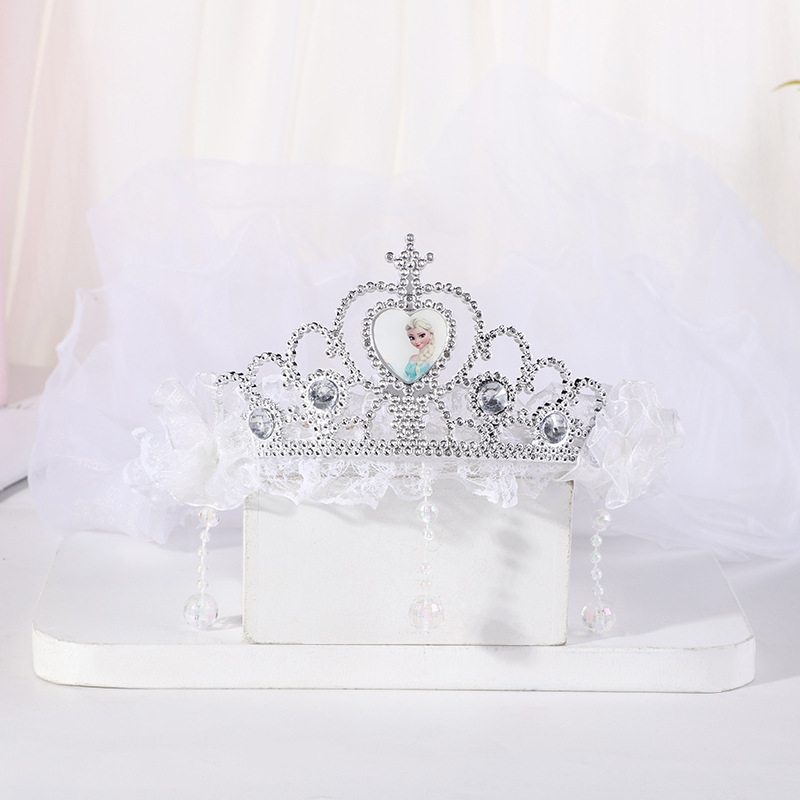New Crown Veil Children's Travel Ornament Wedding Garland Lace Princess Headwear Garland Luminous Veil