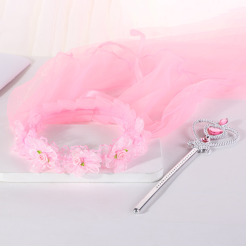 New Crown Veil Children's Travel Ornament Wedding Garland Lace Princess Headwear Garland Luminous Veil
