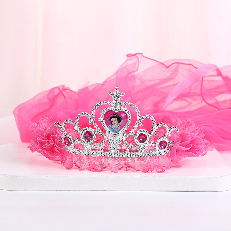 New Crown Veil Children's Travel Ornament Wedding Garland Lace Princess Headwear Garland Luminous Veil