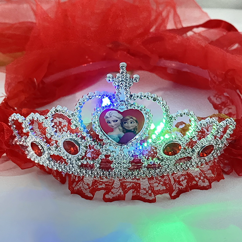 New Crown Veil Children's Travel Ornament Wedding Garland Lace Princess Headwear Garland Luminous Veil