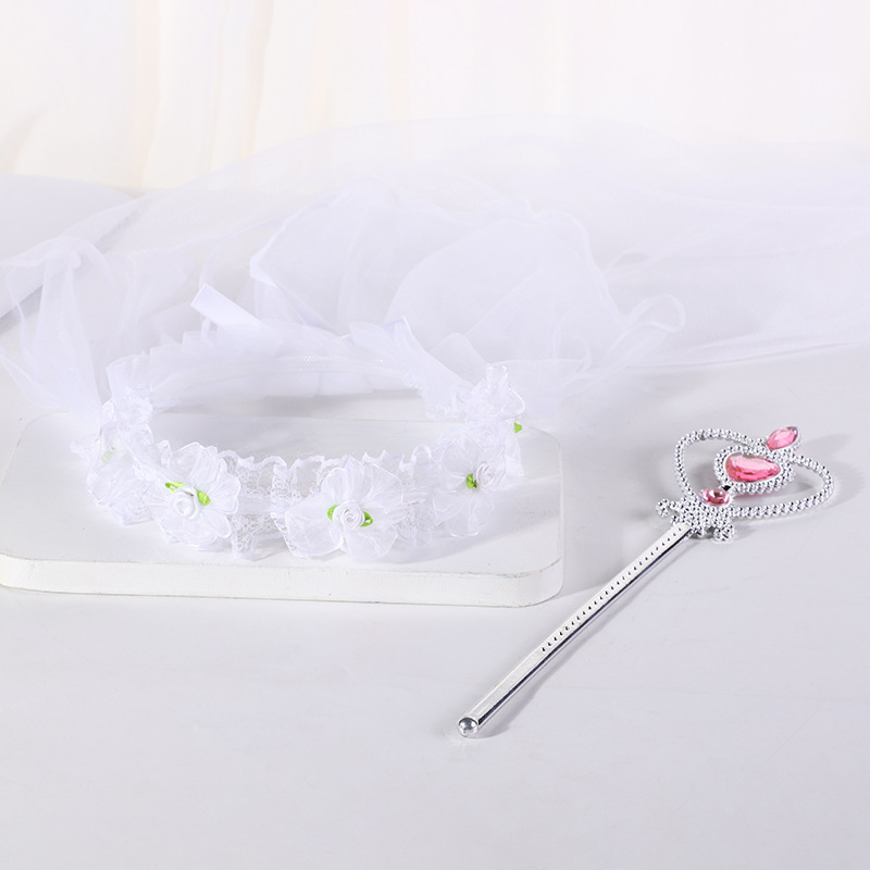 New Crown Veil Children's Travel Ornament Wedding Garland Lace Princess Headwear Garland Luminous Veil