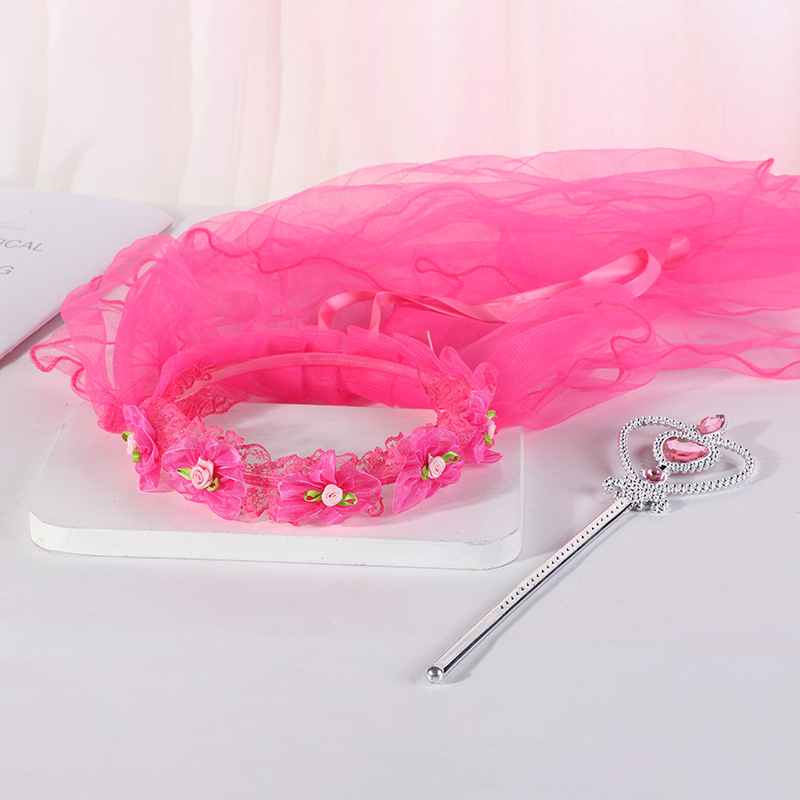 New Crown Veil Children's Travel Ornament Wedding Garland Lace Princess Headwear Garland Luminous Veil