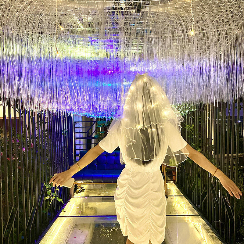 Internet Celebrity Veil Light-Emitting Double-Layer Super Fairy New Bow Wedding Veil Internet Celebrity Veil Light-Emitting Double-Layer Super Fairy New Bow Wedding Veil