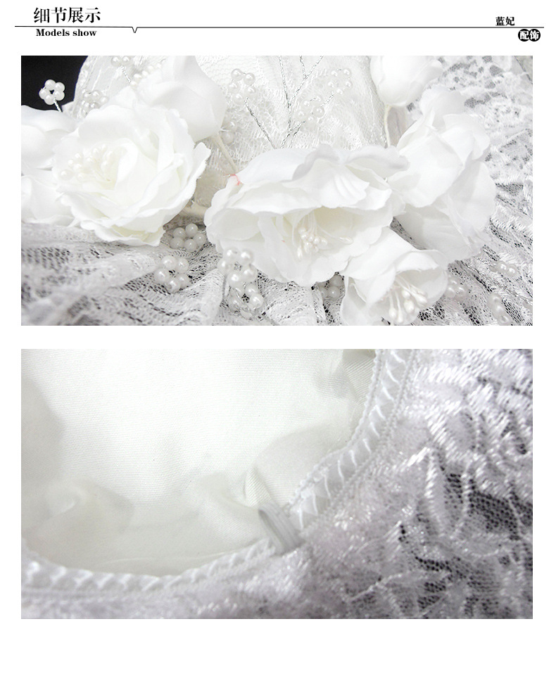Flower Veil Top Hat Hair Accessories Barrettes Large Hat Pearl Socialite Lace Photo Studio Accessories Wedding Hat