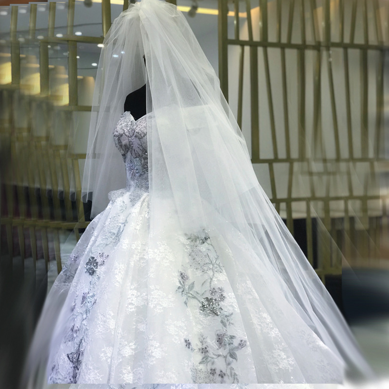 New Bridal Wedding Dress Veil 3 M Wide 3 M Long Hard Mesh Super Dishevelling Yarn Veil Foreign Wedding Veil