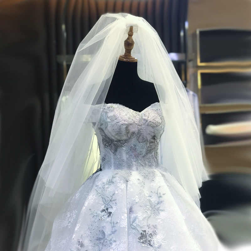 New Bridal Wedding Dress Veil 3 M Wide 3 M Long Hard Mesh Super Dishevelling Yarn Veil Foreign Wedding Veil