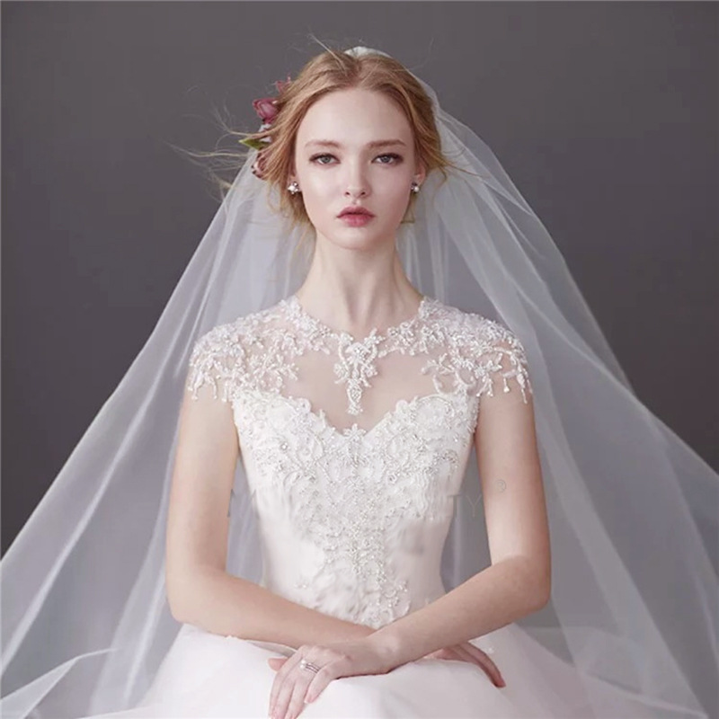 New Bridal Wedding Dress Veil 3 M Wide 3 M Long Hard Mesh Super Dishevelling Yarn Veil Foreign Wedding Veil