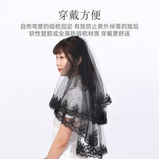 Black Veil Short Lace Headdress Spiritual Love Wedding Clothes Witch Halloween Party Photo Veil Veil