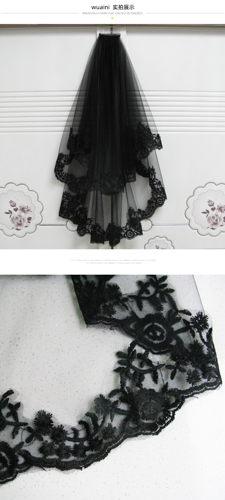Black Veil Short Lace Headdress Spiritual Love Wedding Clothes Witch Halloween Party Photo Veil Veil