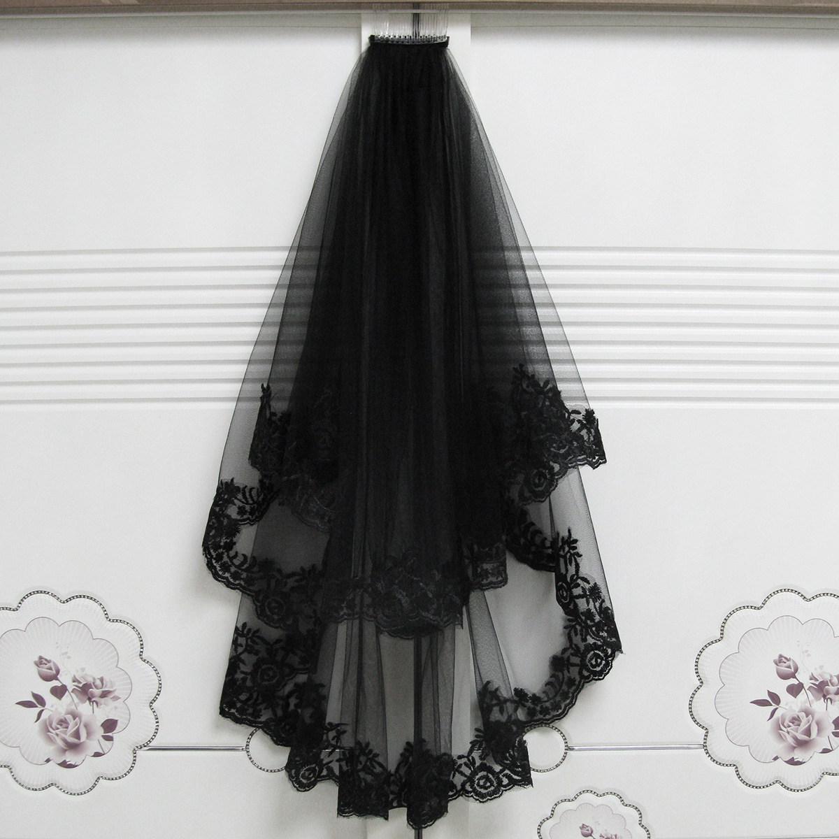 Black Veil Short Lace Headdress Spiritual Love Wedding Clothes Witch Halloween Party Photo Veil Veil