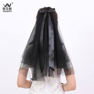 Black Veil Short Lace Headdress Spiritual Love Wedding Clothes Witch Halloween Party Photo Veil Veil