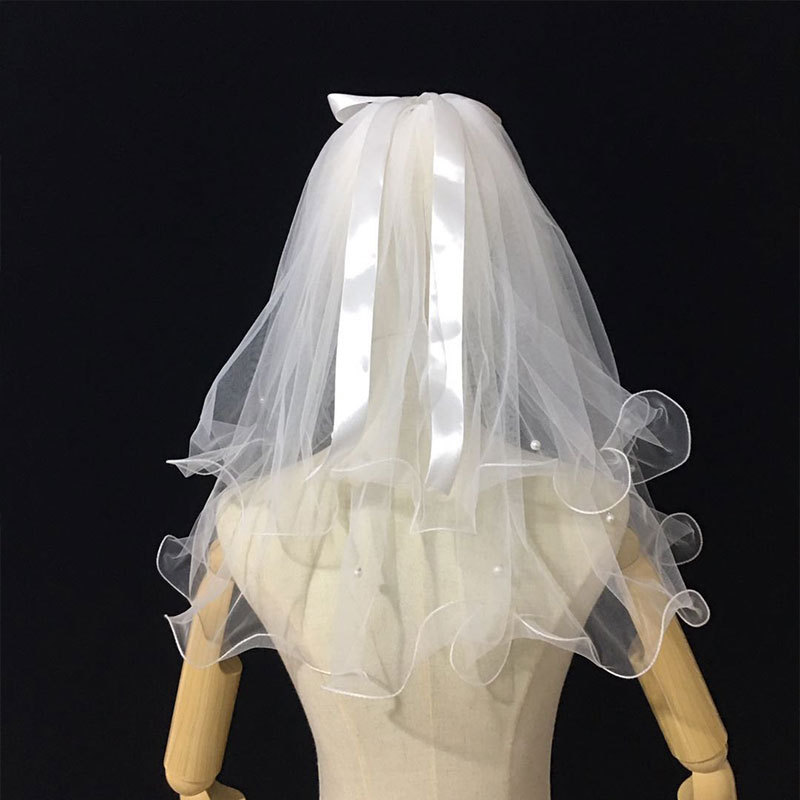 Super Fairy Mori Style Ribbon Bow Bridal Veil Wedding Fashion Photography Organza License Small Veil Super Fairy Mori Style Ribbon Bow Bridal Veil Wedding Fashion Photography Organza License Small Veil