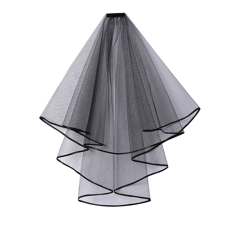 Wholesale Bridal Wedding Yarn Veil Double Layer Ribbon Edge Multi-Layer Modeling Veil plus Hair Comb Headdress 