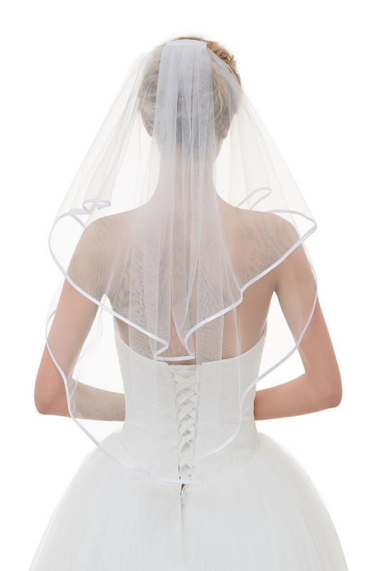 Wholesale Bridal Wedding Yarn Veil Double Layer Ribbon Edge Multi-Layer Modeling Veil plus Hair Comb Headdress Wholesale Bridal Wedding Yarn Veil Double Layer Ribbon Edge Multi-Layer Modeling Veil plus Hair Comb Headdress