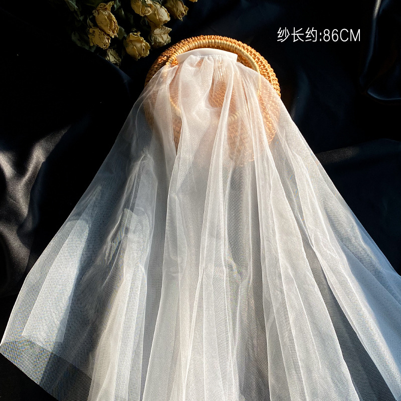 2021 New Bow Veil Super Fairy Wedding Trip Shoot Photo White Satin Mesh Barrettes Bridal  HAIR rabar