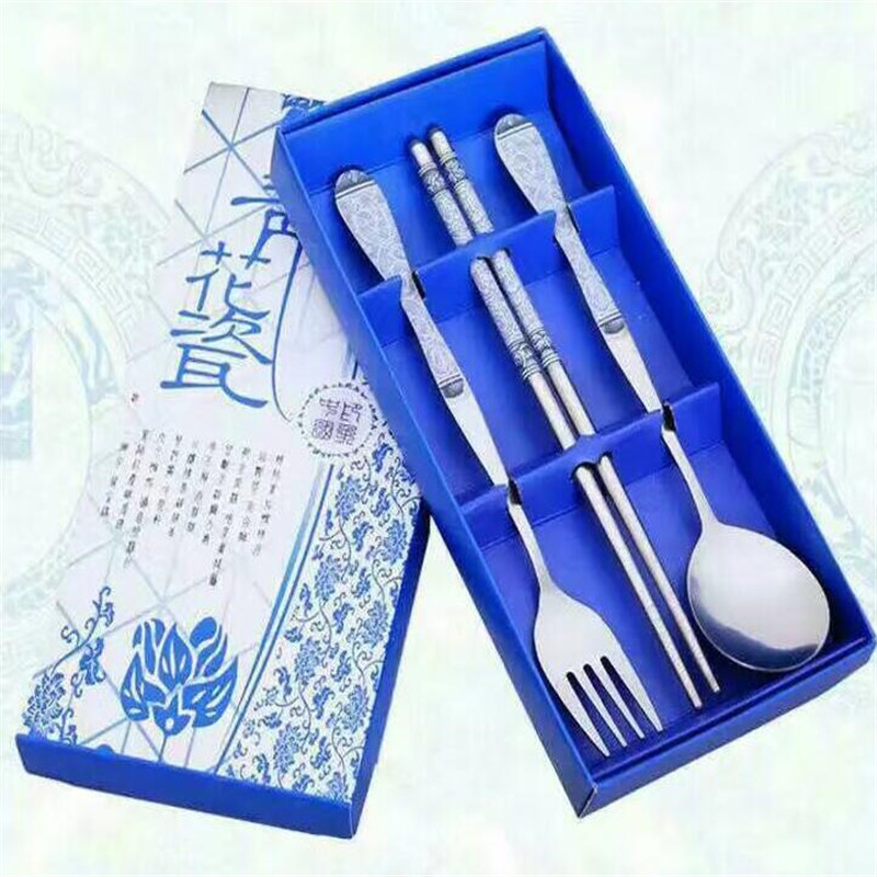 stainless steel fork spoon chopsticks tableware set of 3 creative wedding gifts wholesale