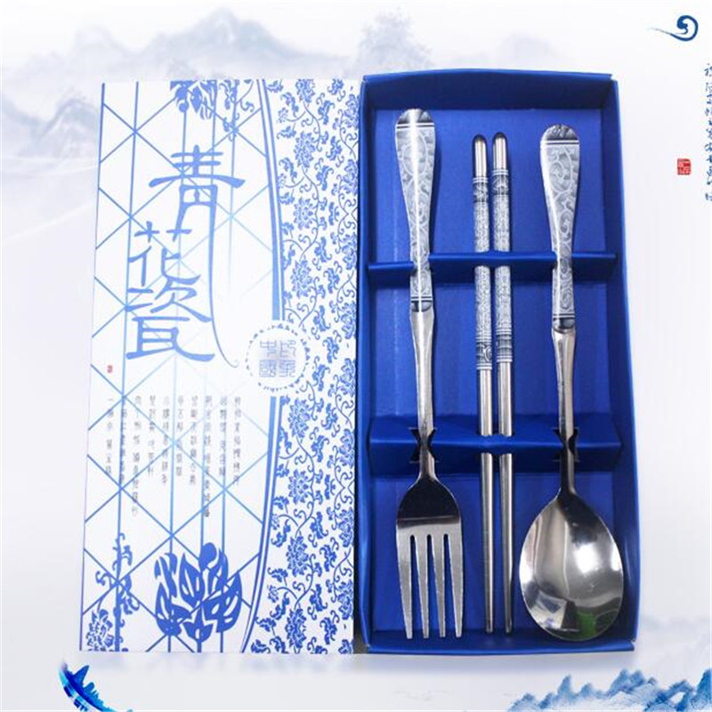 stainless steel fork spoon chopsticks tableware set of 3 creative wedding gifts wholesale