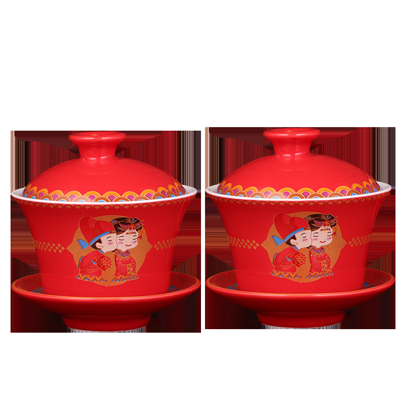 Marriage bowl chopsticks set meal newlyweds to worship teacup bowl wedding wedding wholesale wedding supplies