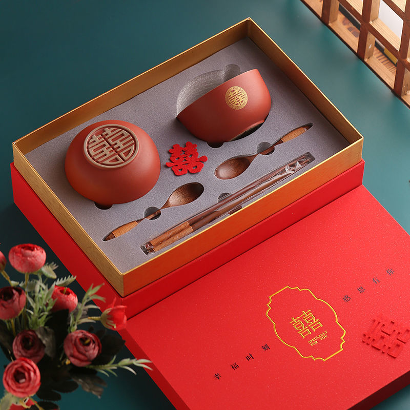 Wedding Chopsticks  and Chopsticks Set Female Side Dowry Mother&#039;s Red Bowl Chopsticks Wedding Supplies Tableware
