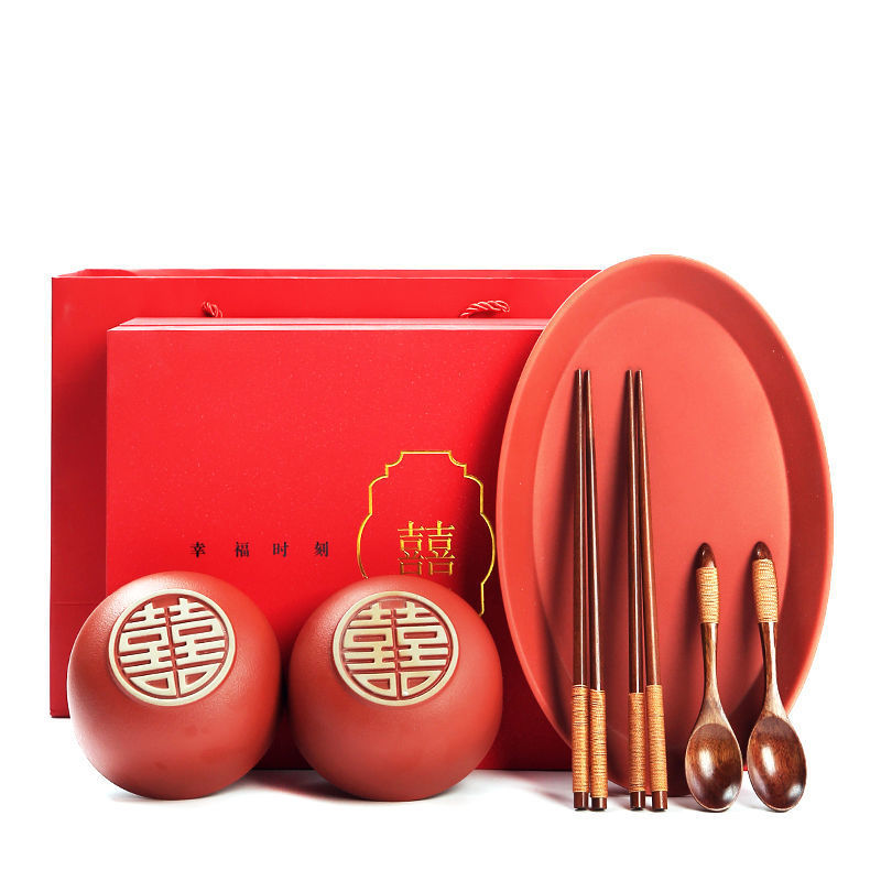 Wedding Chopsticks  and Chopsticks Set Female Side Dowry Mother&#039;s Red Bowl Chopsticks Wedding Supplies Tableware