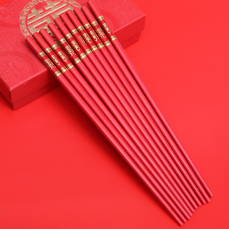 Hot Sale Red Wedding Household Tableware RED DOUBLE HAPPINESS Wedding Chopsticks