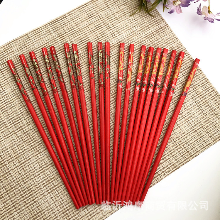 Festive Chopsticks Wedding Celebration Dragon and Phoenix a Pair of Chopsticks Restaurant Wedding Chopsticks