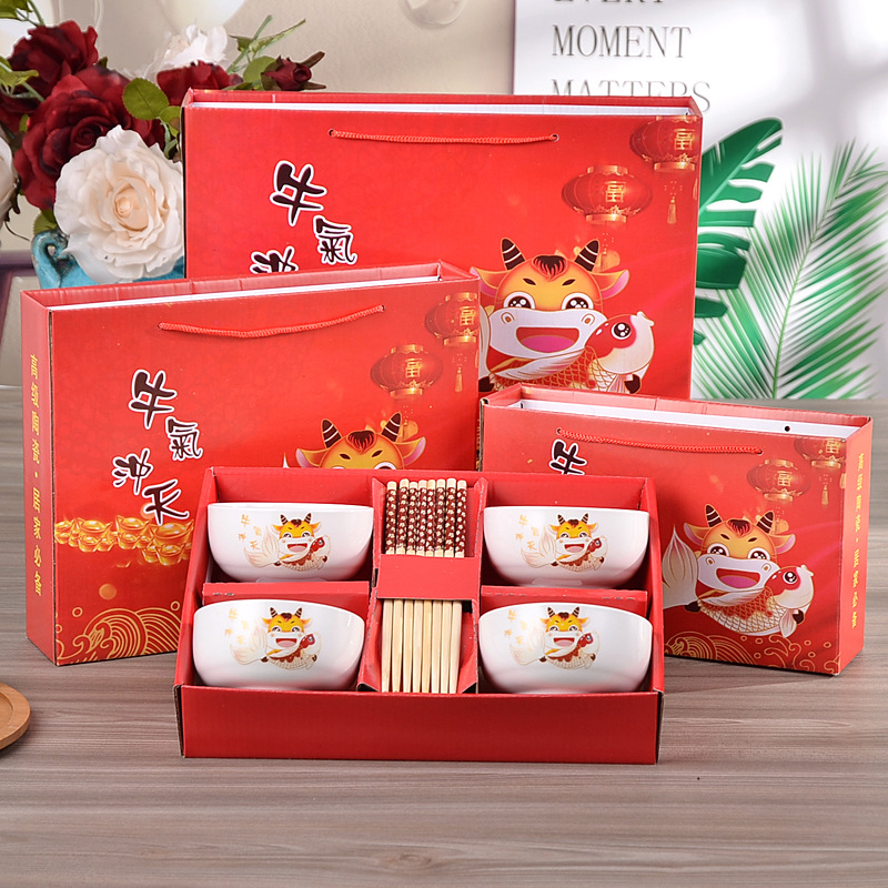 cartoon calf eat rice bowl strawberry ceramic bowl tableware business will sell chopsticks set wedding with hand gifts cartoon calf eat rice bowl strawberry ceramic bowl tableware business will sell chopsticks set wedding with hand gifts