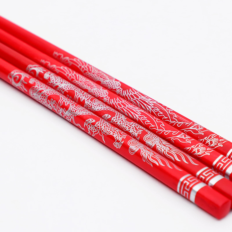 Red Chopsticks Xi Character Wedding Supplies Creative Wedding Hi Dragon and Phoenix Wedding Chopsticks