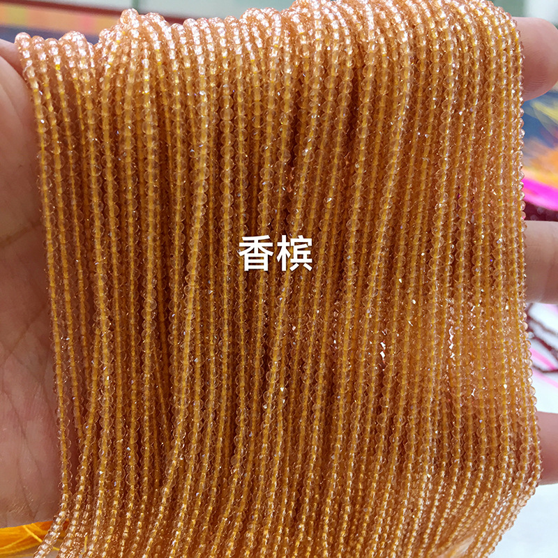 Factory Direct Supply Champagne Color Spinel Earrings Necklace Facet round Beads Micro Glass Bead Scattered Beads Door Curtain Crystal Beads String