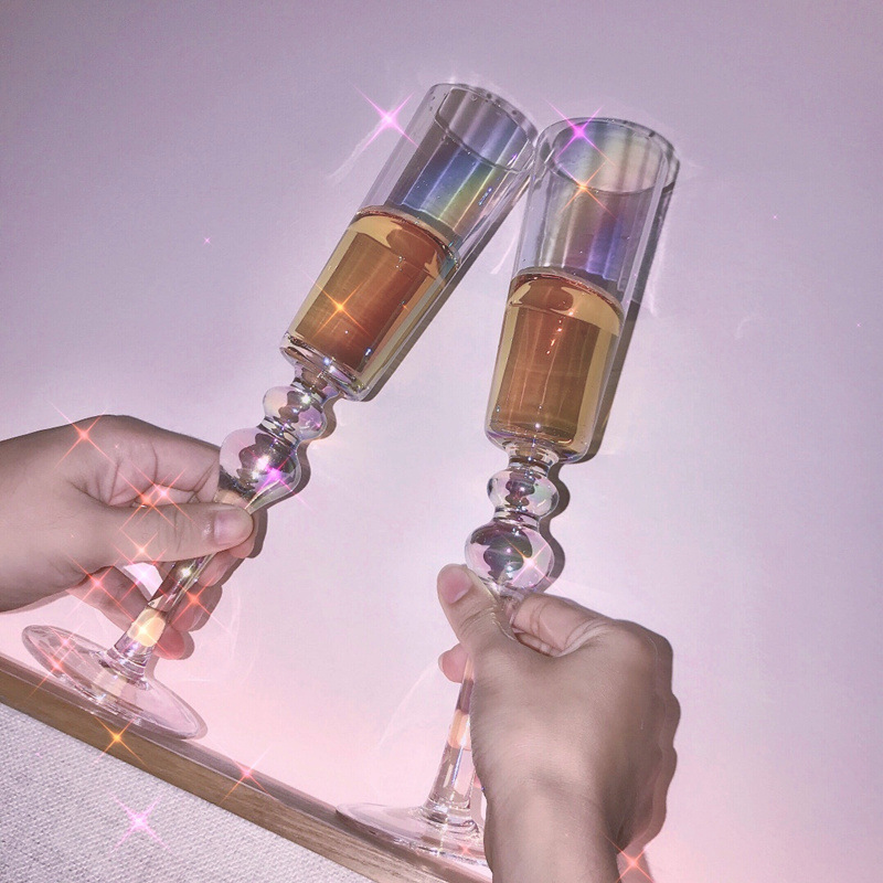 Streamer Rainbow Champagne Glass Crystal Glass Sparkling Wine Glass Dessert Wine Glass Sparkling Wine Cup Ritual Goblet